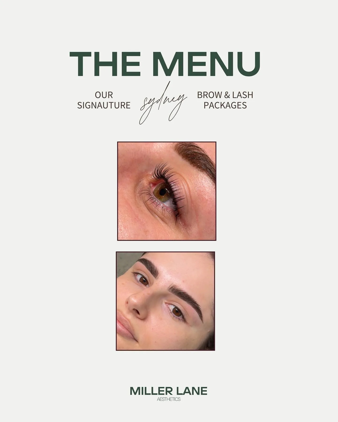 Miller Lane Aesthetics — the brow and lash menu